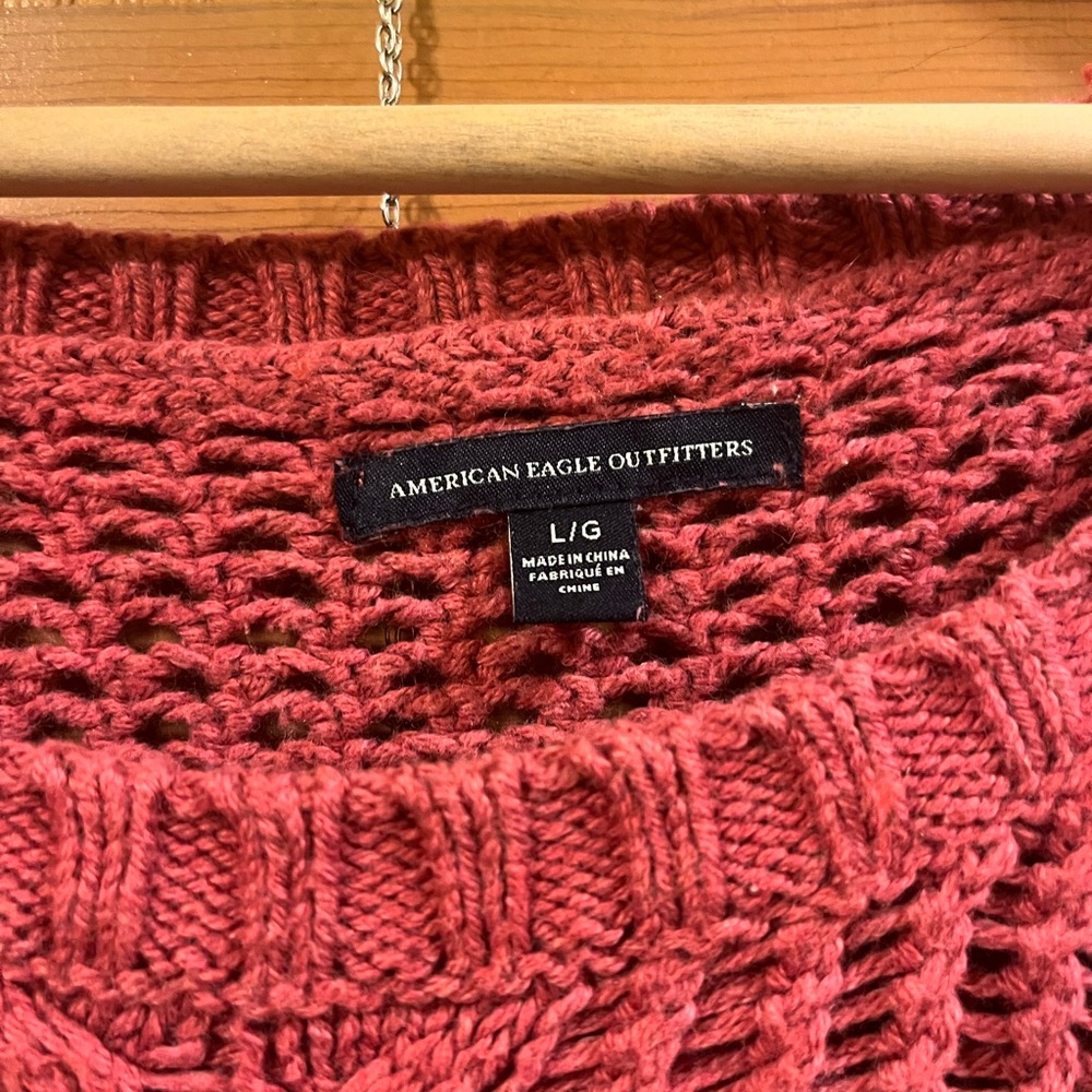 American Eagle Blush Red Yarn Sweater - Picture 2 of 3